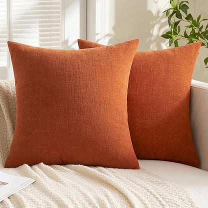 MIULEE Halloween Fall Burnt Orange Chenille Euro Pillow Covers, 22x22 | Set of 2 - Image 7