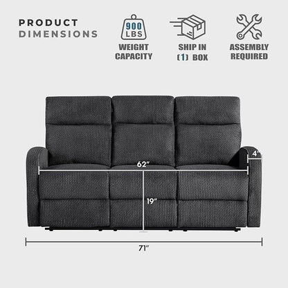 Lexicon Manual Reclining Sofa, Textured Microfiber Recliner Sofa, Wall Hugger - Image 5