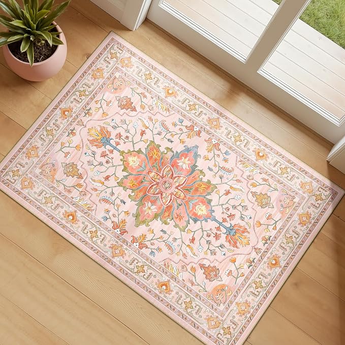 RELEANY Washable Area Rug, Small 2'x3', Water Repellent, Pet Friendly, Vintage by RELEANY