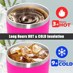 20 oz Tumbler Coffee Tavel Tumblers Bulk with Lid Stainless Steel Double Wall Vacuum Insulated Mug Powder Coated Cups fit Car Cupholder for Hot and Cold - Hot Pink, 12Pack