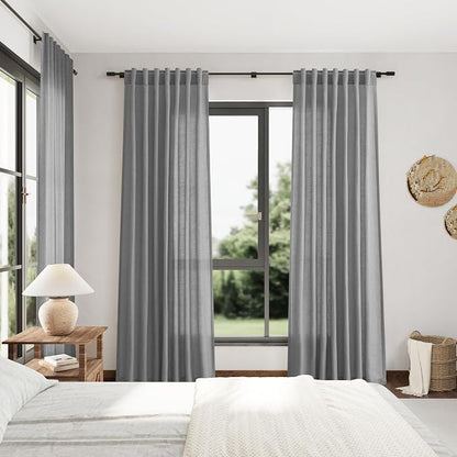 Extra Long Dark Grey Linen Curtains 120 Inches - Image 7