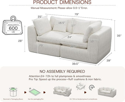 GRUSIGN 79'' Oversized Boneless Cloud Loveseat - Image 2