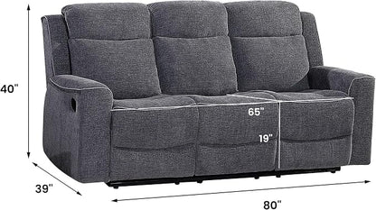 Betsy Furniture Soft Microfiber Manual Reclining Sofa w/Dropdown Table - Image 2