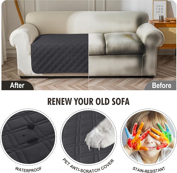 Genina Waterproof Couch Cover, Washable Anti-Slip 51 inch Loveseat Sofa Covers - Image 4