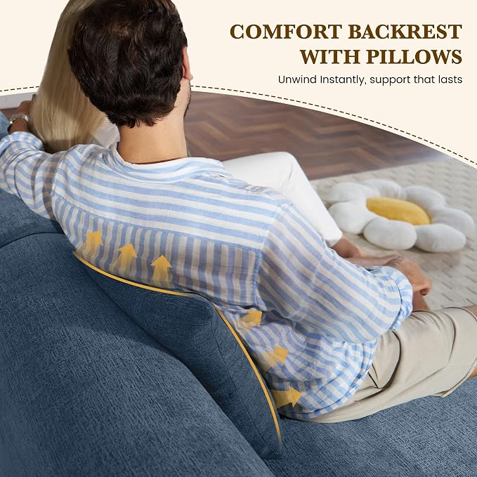 122" L Shaped Convertible Modular Couch, Cloud Couch Sectional - Image 5