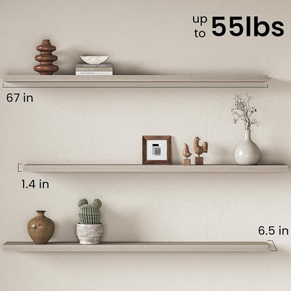 Fun Memories 67 Inch Fireplace Mantel Shelf, Deep Floating Shelves - Image 3