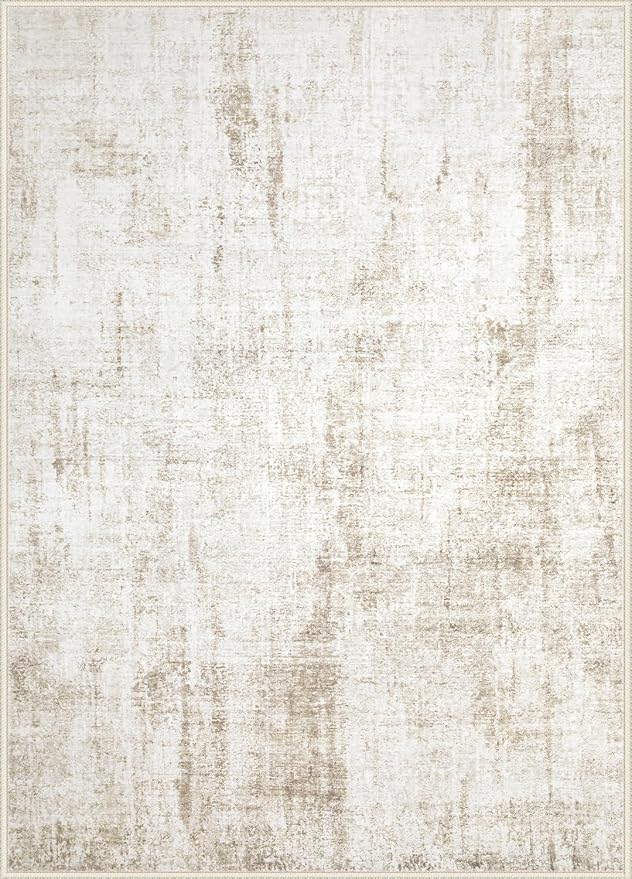 5x7 Area Rugs Washable Rug: Abstract Neutral Rugs Modern Non Slip Area Rug - Image 9