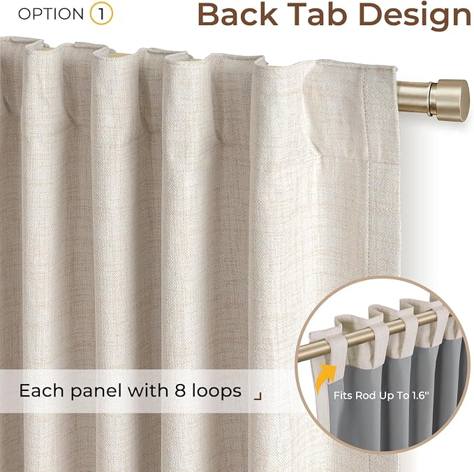 INOVADAY Extra Wide 100% Blackout Linen Curtains - Image 3