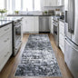 2.6x8 Washable Runner Rug：Modern Abstract Kitchen Carpet Black | by FXRHLP