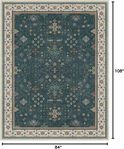 Vintage Dark Green 7x9 Dining Room Rugs - Image 2