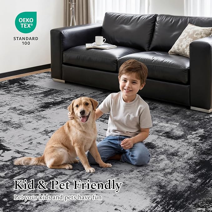 Rugflix 2x3 Entrance Rugs, Washable Black Grey Dark Entry Small Rug | Machine - Image 5
