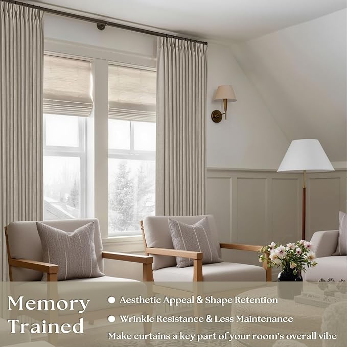Pinch Pleated Linen Curtains 98 Inches Long - Image 4