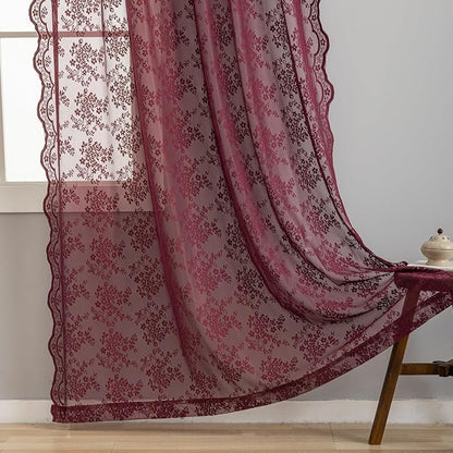 YJ YANJUN Vintage Lace Curtains 108 Inches Long-Victorian Floral Pattern by YJYANJUN