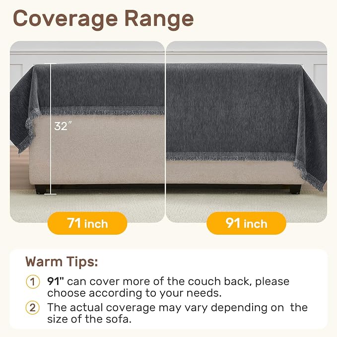 2 Pieces Sectional Couch Covers L Shaped Cover XXXL Dark Gray | Thick Washable - Image 5