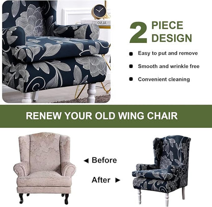 HAOYONG Wing Chair Slipcovers Printed Wingback Chair Covers 2 Pieces Wingback - Image 7