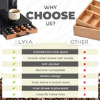 Coffee Pod Holder Compatible with Nespresso OriginalLine Capsules – 50-Pod Acacia Wood Drawer Organizer with Anti-Slip Base – Space-Saving Coffee Capsule Storage for Espresso Stations & Countertops
