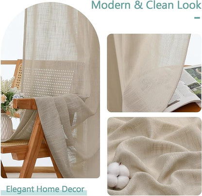 Chyhomenyc Semi Sheer Curtains 84 Inches Long 2 Panels Set, Light Filtering - Image 8