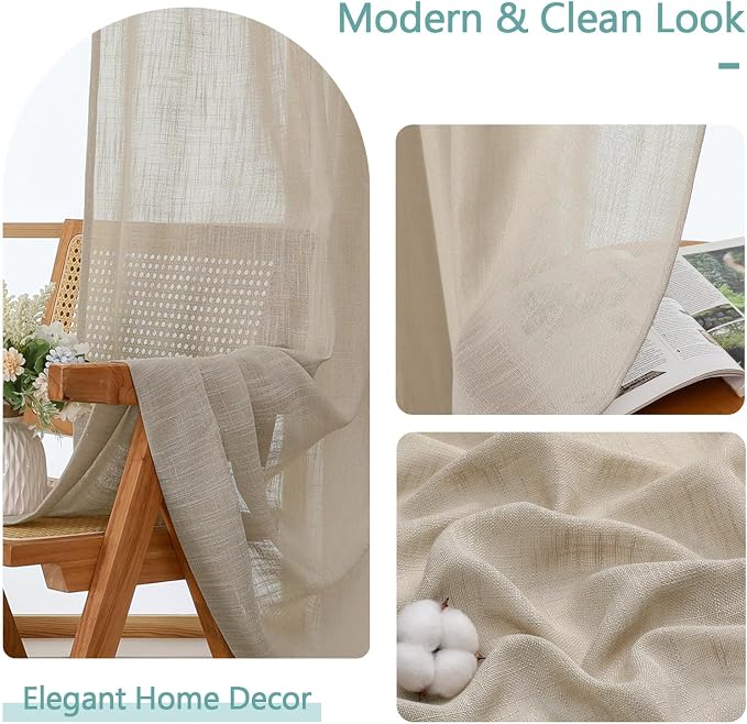 Chyhomenyc Extra Long Semi Sheer Curtains 108 Inches Long 2 Panels Set - Image 8