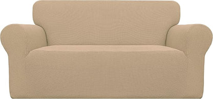 Easy-Going Stretch Oversized Loveseat Couch Covers Washable Sand | 1-Piece by Easy-Going