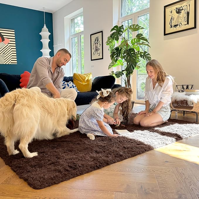 OLANLY Area Rugs for Living Room Bedroom, Machine Washable 4x5.9 ft Soft Fluffy - Image 7