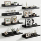 Floating Picture Ledge Shelves Set of 8, 16 Inch Solid Wood Wall Shelves by FLYJOE