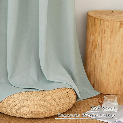 NICETOWN Linen Flax Semi Sheer Curtains 92" Length, Grommet Window Treatments - Image 8