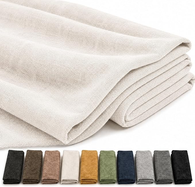 Mini Chenille Linen Blend Upholstery Fabric by the Yard, 57 Inch Wide Soft by Laklinlin