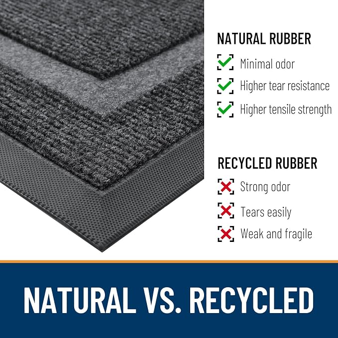 OLANLY Half Circle Front Door Mat Outside 29.5x17 All-Season Rubber Doormat | - Image 5