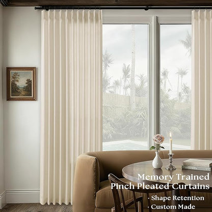 Pinch Pleat 120 Inch Linen Curtains 72 Inch Width Light Filtering | Semi Sheer - Image 6