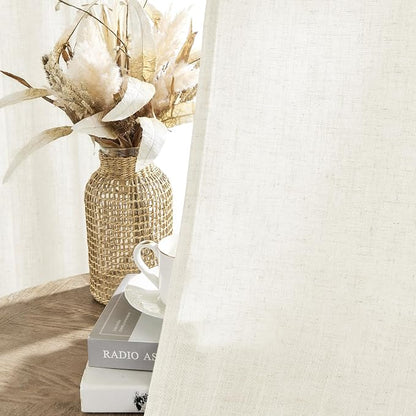 Joydeco Linen Curtains 2 Panel Set, Ivory on Linen Curtains 108 Inch Light - Image 5