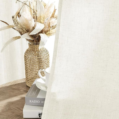 Joydeco Linen Curtains 2 Panel Set, Ivory on Linen Curtains 84 Inch, Light - Image 5