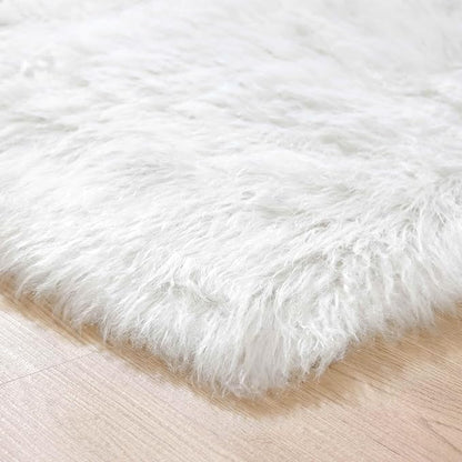 Goolela White Area Rug 6x9 Fluffy Fuzzy Furry Sheepskin Rug - Image 6
