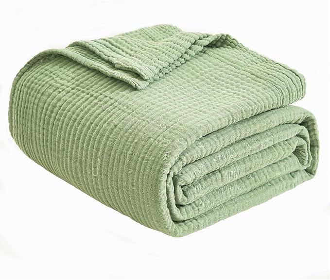 EMME Cotton Muslin King Blanket 4 Layer，Oversized Gauze Bedspread Coverlet - Image 5