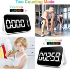 Kitchen Digital Timer, Rechargeable Magnetic Timers with Countdown/up, Kids Timer with 5”LED Display 3 Brightness 4 Volume Adjustable for Classroom/Office/Home/Work/Study/Fitness/Game-White