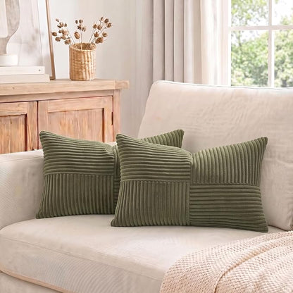 Fancy Homi 2 Packs Olive Green Lumbar Decorative Throw Pillow Covers 16x32 Inch - Image 7