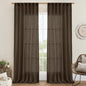 Dark Brown Sheer Linen Curtains 2 Panels Set Light Filtering Panels | 102 inch by LAMIT