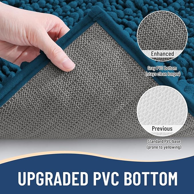 Arotive Luxury Chenille Bathroom Rug Mat, Extra Soft Thick Absorbent Shaggy Bath Rugs, Non-Slip Machine Wash Dry, Plush Bath Mats for Bathroom, Shower and Tub, 60x24, Peacock Blue