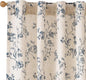 Blue Vintage Floral Linen Curtains Farmhouse 38W X 84L 2 Panels | Elisa Series by Lazzzy