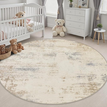 Round Area Rug Living Room: 8 ft Modern Washable Indoor Carpet | - Image 5