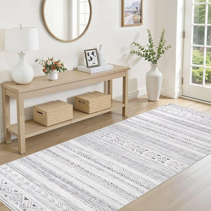 cotiled Hallway 3x10 Runner Rugs Washable Boho Rug Dark Grey | Solve Modern - Image 3