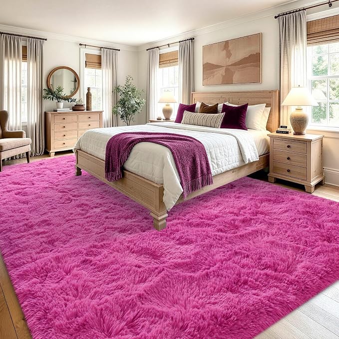 10x14 Extra Large Hot Pink Fluffy Soft Area Rug Non-Slip - Image 4