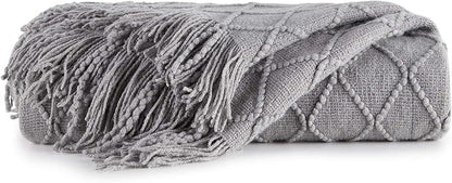BOURINA Light Grey Throw Blanket 60x80 Inches Throw Textured Solid Soft Sofa - Image 6