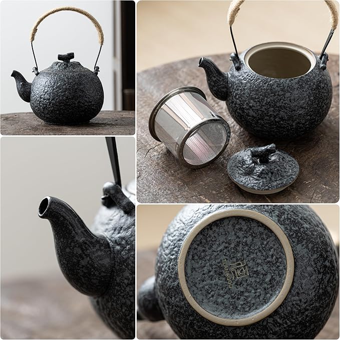 TEANAGOO Japanese Tea Set, Chinese Tea Sets, Porcelain Japanese Tea Cups, Chinese Gongfu Tea Set, Asian Tea Set for Adults, Japanese Teapot Set, 1 Teapot (700ml/25oz) + 6 Tea Cups(205ml/7.2oz), U1
