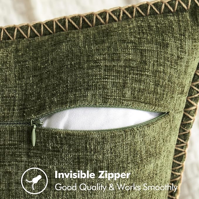 MIULEE Decorative Euro Sham Pillow Covers 24x24 Inch Olive Green 2 Pack | - Image 7