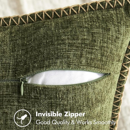MIULEE Decorative Couch Throw Pillow Covers 20x20 Inch Olive Green 2 Pack | - Image 7