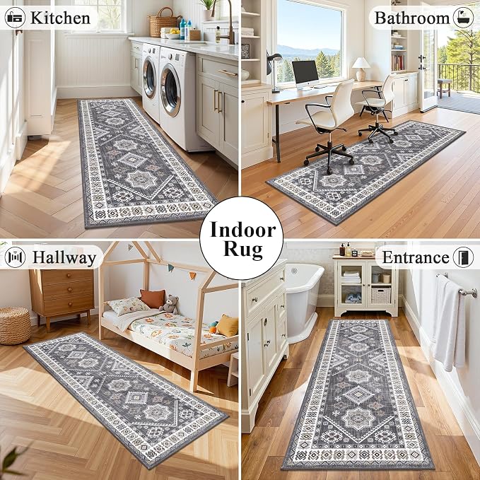 HEBE Boho Kitchen Mats for Floor 24''x72'', Non Slip Washable Runner Rug | - Image 7