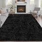 Area Rug Living Room Bedroom: 6x9 Fluffy Plush Shag Carpet Black | by Luxturiy