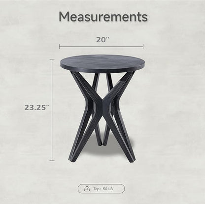 Pedestal Farmhouse End Table, Distressed Top - Image 2
