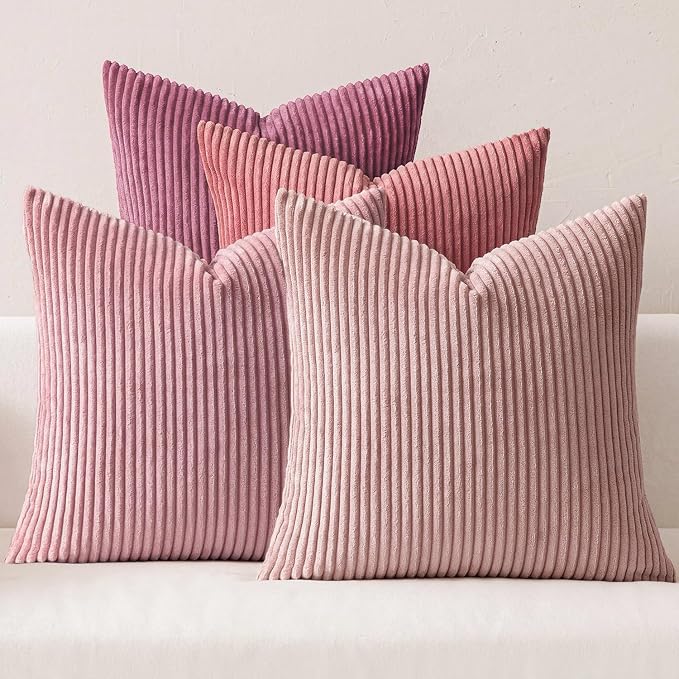 MIULEE Soft Corduroy Decorative Throw Pillow Covers Purple Pink 20x20 | Set of 4 by MIULEE