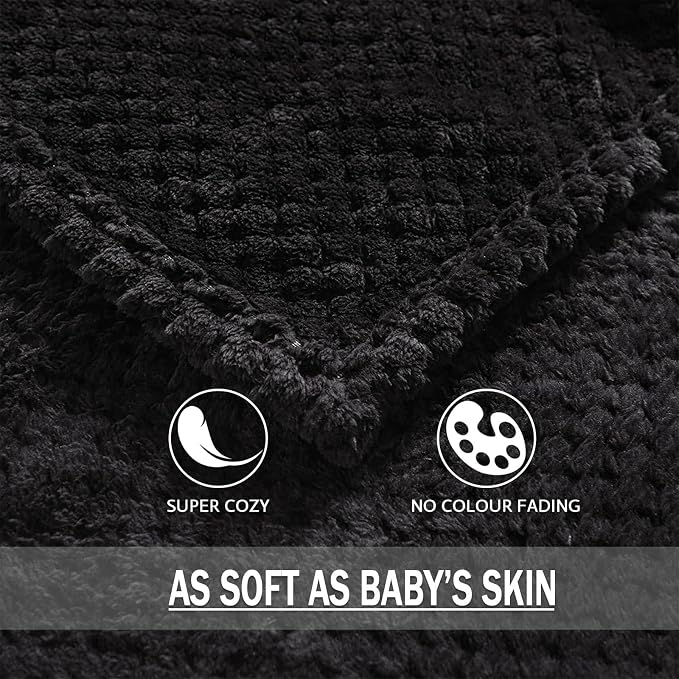 Exclusivo Mezcla Soft Waffle Fleece Bed Blanket Queen Size, Cozy Flannel - Image 8